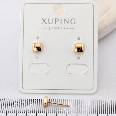 Сережки Xuping цвяшки (пусети) квадрат з медичного золота позолота 18К (04072) 04072 фото