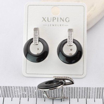 Сережки Xuping з керамікою з медичного золота родій (03579) 03579 фото