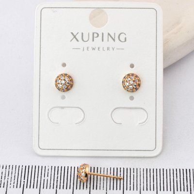 Сережки Xuping цвяшки (пусети) 6 мм з медичного золота позолота 18К (04226) 04226 фото