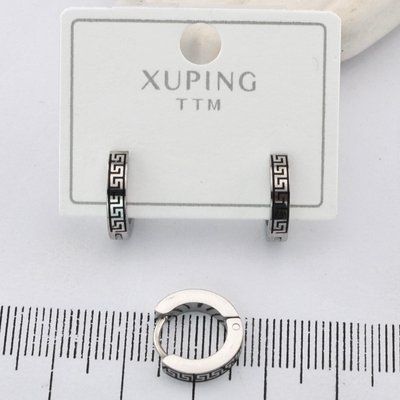 Сережки Xuping TTM грецький візерунок з медичного золота родій (03588) 03588 фото
