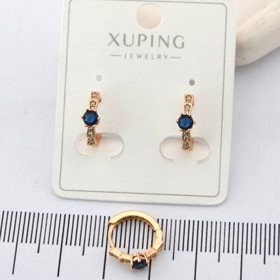 Сережки Xuping з синім каменем з медичного золота позолота 18К (02052) 02052 фото
