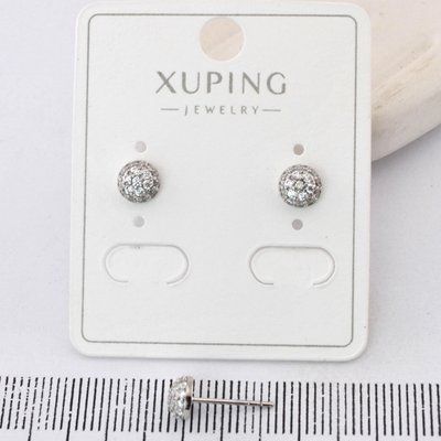 Сережки Xuping цвяшки (пусети) 6 мм з медичного золота родій (04227) 04227 фото