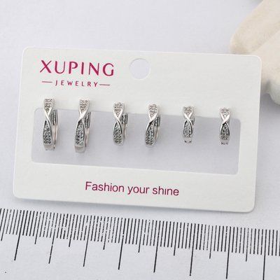 Сережки Xuping набір з 3 пар з медичного золота родій (03540) 03540 фото