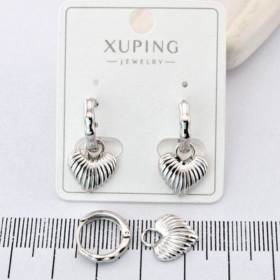 Сережки Xuping сердечки из медицинского золота родий (03835) 03835 фото