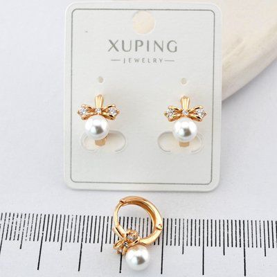 Сережки Xuping з перлиною з медичного золота позолота 18К (04034) 04034 фото