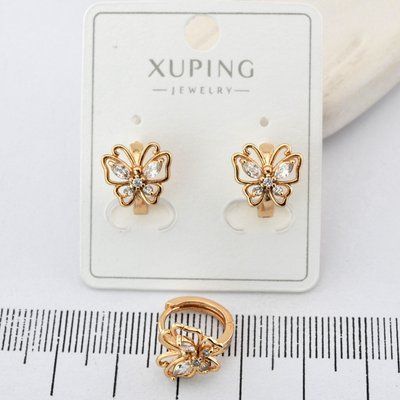 Сережки Xuping метелики з медичного золота позолота 18К (04035) 04035 фото