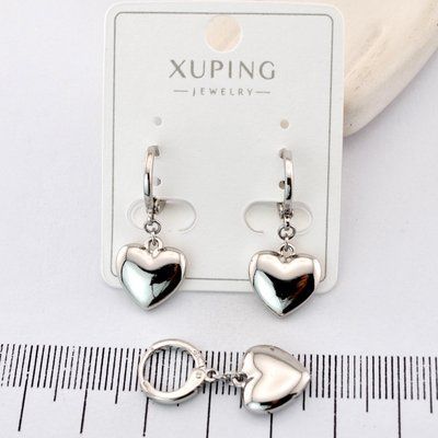 Сережки Xuping сердечки из медицинского золота родий (03836) 03836 фото