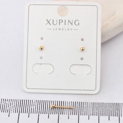 Сережки Xuping цвяшки (пусети) 2 мм з медичного золота позолота 18К (04229) 04229 фото
