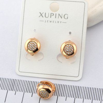 Сережки Xuping с белыми камнями из медицинского золота позолота 18К 01213 фото