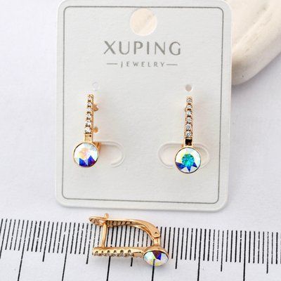 Сережки Xuping з бензиновим каменем з медичного золота позолота 18К (00198) 00198 фото