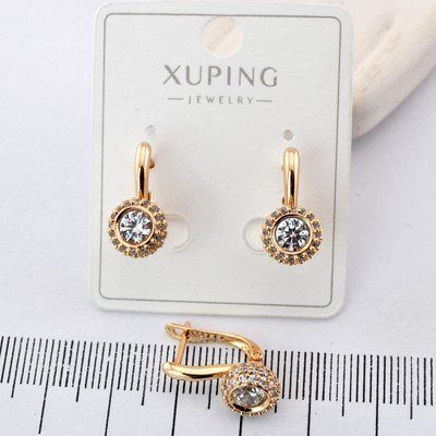 Сережки Xuping з білим каменем з медичного золота позолота 18К (03273) 03273 фото