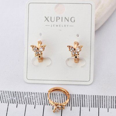 Сережки Xuping метелики з медичного золота позолота 18К (03738) 03738 фото