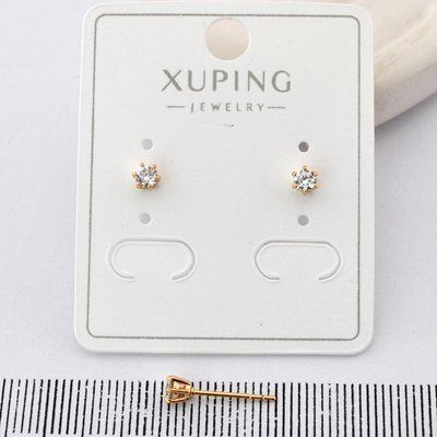 Сережки Xuping цвяшки (пусети) 3 мм з медичного золота позолота 18К (03593) 03593 фото