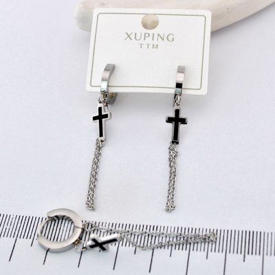 Сережки Xuping TTM крестики из медицинского золота родий (03838) 03838 фото
