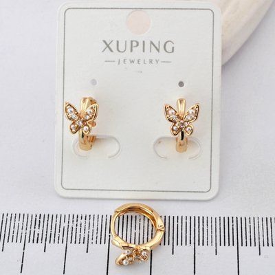 Сережки Xuping метелики з медичного золота позолота 18К (03739) 03739 фото
