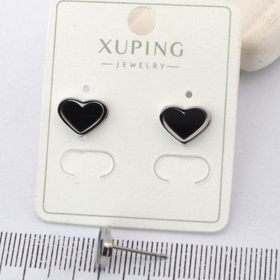 Сережки Xuping TTM цвяшки (пусети) сердечки з медичного золота родій (01870) 01870 фото