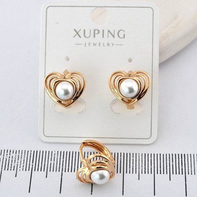 Сережки Xuping з перлиною з медичного золота позолота 18К (04038) 04038 фото