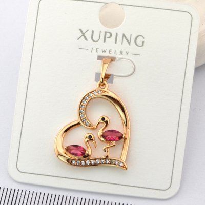 Кулон Xuping серце з фламінго з медичного золота позолота 18К (01430) 01430 фото