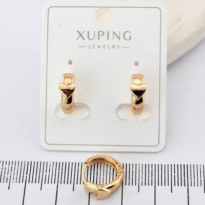 Сережки Xuping сердечки з медичного золота позолота 18К (04039) 04039 фото