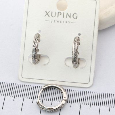 Сережки Xuping кільця 1,5 см з медичного золота родій 01395 фото