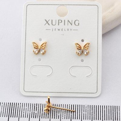 Сережки Xuping цвяшки (пусети) метелики з медичного золота позолота 18К (03596) 03596 фото