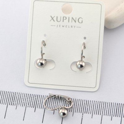 Сережки Xuping с шариком 5 мм из медицинского золота родий (01727) 01727 фото