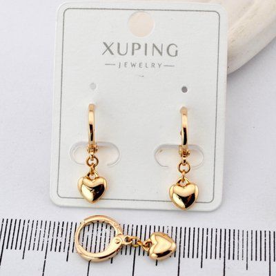 Сережки Xuping сердечки з медичного золота позолота 18К (03725) 03725 фото