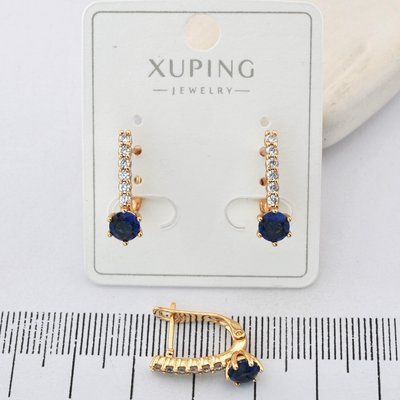 Сережки Xuping синій камінь з медичного золота позолота 18К (03989) 03989 фото
