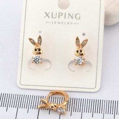 Сережки Xuping зайчики из медицинского золота позолота 18К (00359) 00359 фото