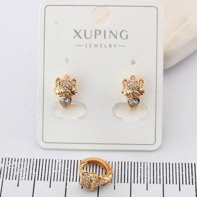 Сережки Xuping котики з медичного золота позолота 18К (04042) 04042 фото