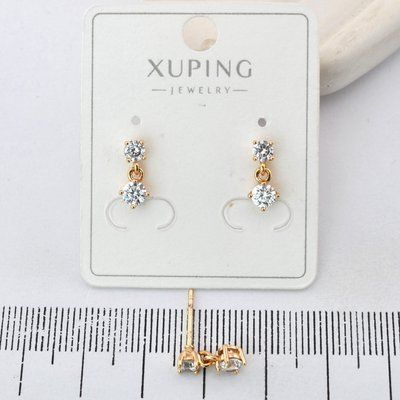 Сережки Xuping цвяшки (пусети) з медичного золота позолота 18К (04459) 04459 фото