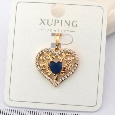 Кулон Xuping серце синій камінь з медичного золота позолота 18К (01434) 01434 фото