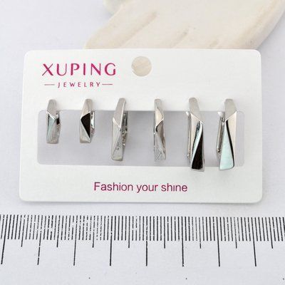 Сережки Xuping набір з 3 пар з медичного золота родій (04387) 04387 фото
