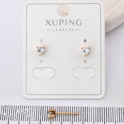 Сережки Xuping цвяшки (пусети) 4 мм з медичного золота позолота 18К (04465) 04465 фото
