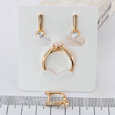 Комплект сережки + каблучка Xuping з медичного золота позолота 18К (04005-19) 04005-19 фото