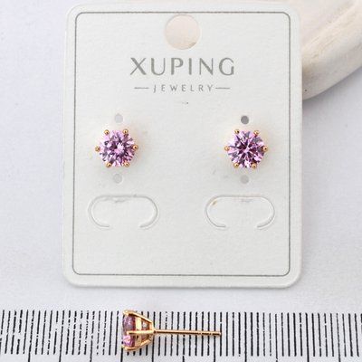 Сережки Xuping цвяшки (пусети) 6 мм з медичного золота позолота 18К (04466) 04466 фото