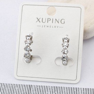 Сережки Xuping з перлинами з медичного золота родій (01590) 01590 фото