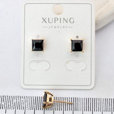 Сережки Xuping цвяшки (пусети) 6 мм з медичного золота позолота 18К (04467) 04467 фото
