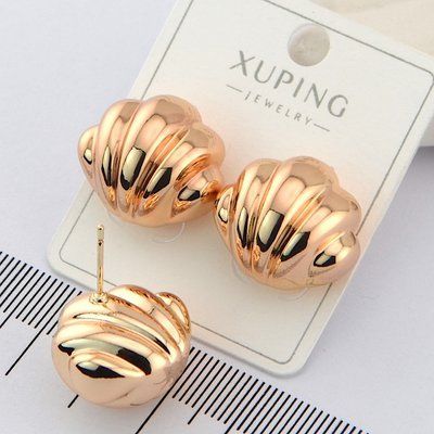 Сережки Xuping гвоздики (пусеты) из медицинского золота позолота 18К 00669 фото