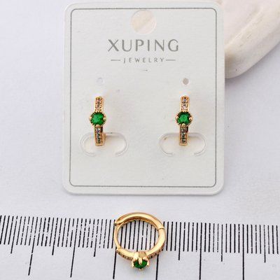 Сережки Xuping зелений камінь з медичного золота позолота 18К (03751) 03751 фото
