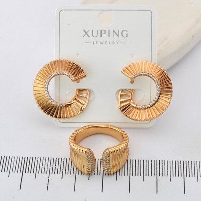Комплект сережки + каблучка Xuping з медичного золота позолота 18К (04006-1) 04006-1 фото