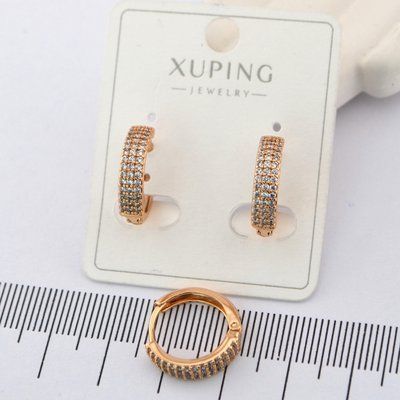 Сережки Xuping с белыми камнями из медицинского золота позолота 18К 00906 фото