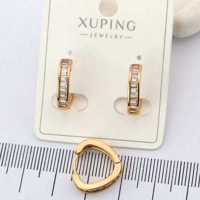 Сережки Xuping з білими каменями з медичного золота позолота 18К 01347 фото