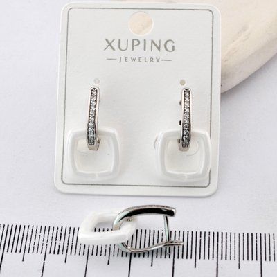 Сережки Xuping з керамікою з медичного золота родій (03581) 03581 фото
