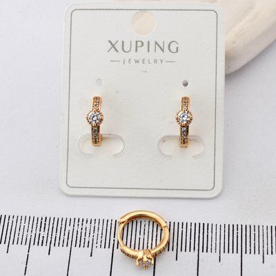 Сережки Xuping білий камінь з медичного золота позолота 18К (03753) 03753 фото
