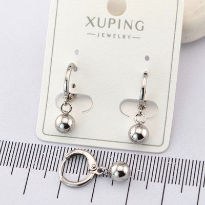 Сережки Xuping шарики из медицинского золота родий 00576 фото