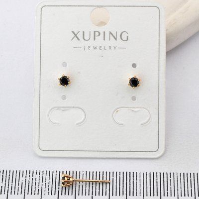Сережки Xuping цвяшки (пусети) 3 мм з медичного золота позолота 18К (04469) 04469 фото