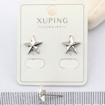 Сережки Xuping цвяшки (пусети) зірочки з медичного золота родій (01933) 01933 фото