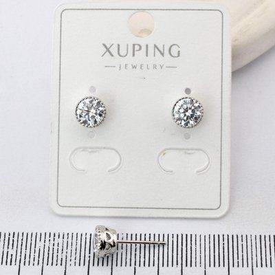 Сережки Xuping цвяшки (пусети) 6 мм з медичного золота родій (04470) 04470 фото