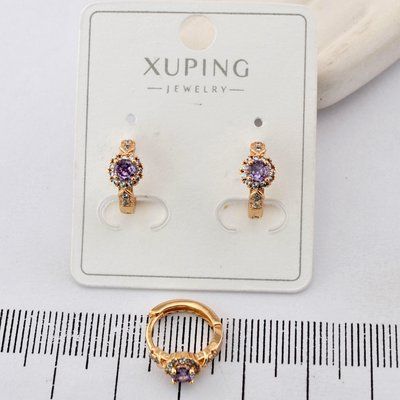 Сережки Xuping фіолетовий камінь з медичного золота позолота 18К (03755) 03755 фото